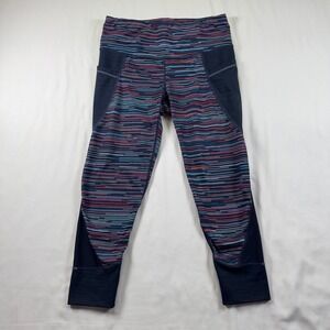 Athleta Leggings Womens Small Muti-color Striped Yoga‎ Pants Pockets Activewear